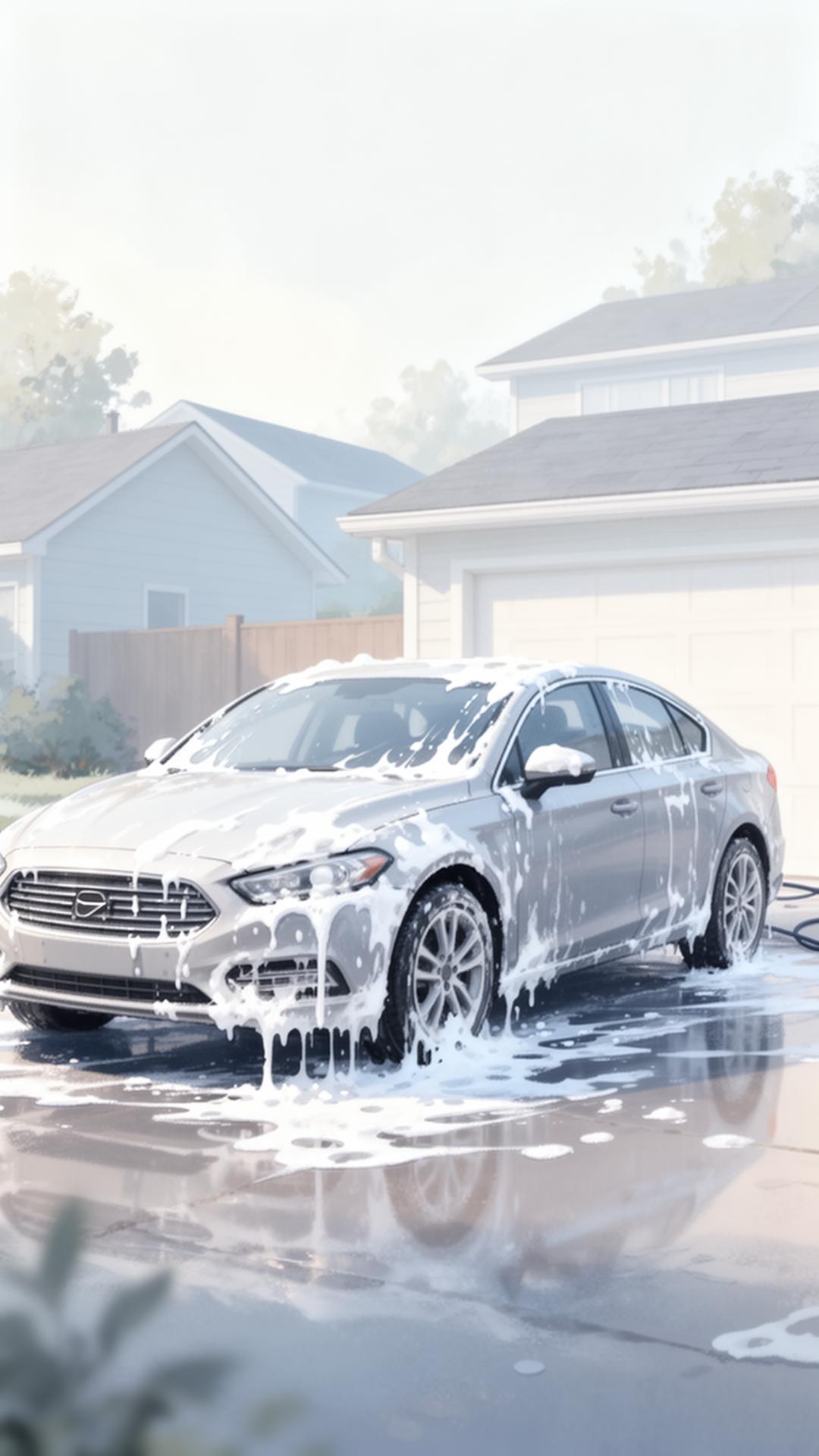 A glossy car being washed